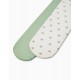 PACK 2 TIGHTS MICROFIBER FOR BABY GIRL, GREEN/FLORAL