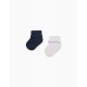 PACK 2 COTTON SOCKS WITH BABY GIRL LACE, DARK BLUE/WHITE