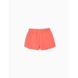 2 GIRL'S SHORTS 'PALM TREE', CORAL/YELLOW