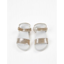 SHINY SANDALS FOR GIRL, GOLD