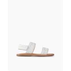 GIRL'S LEATHER SANDALS, WHITE