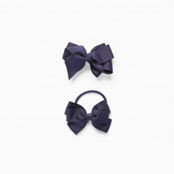 INDENT + ELASTIC WITH BOW FOR BABY AND GIRL, DARK BLUE