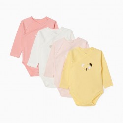 4 LONG SLEEVE BODYSUITS FOR BABY GIRL 'ANIMALS', MULTICOLORED