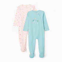 2 ROMPERS FOR BABY GIRL 'CAMPING', PINK/BLUE