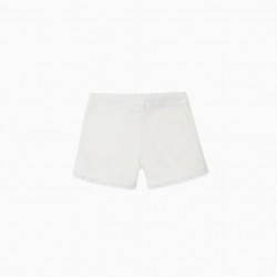 GIRL'S ENGLISH EMBROIDERED SHORTS, WHITE