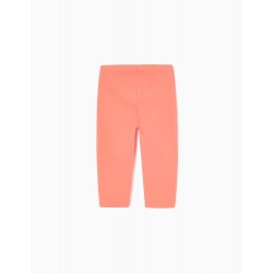 BABY GIRL, CORAL COTTON LEGGINGS FOR BABY GIRL