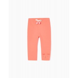 BABY GIRL, CORAL COTTON LEGGINGS FOR BABY GIRL