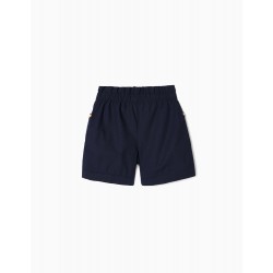 GIRL'S EMBROIDERED SHORTS, DARK BLUE