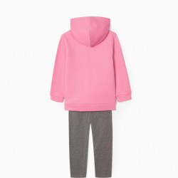 GIRL'S SWEAT + LEGGINGS 'COME JOIN US', PINK/GREY