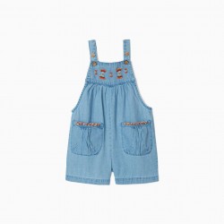 DENIM SHORT JUMPSUIT WITH BEADS FOR GIRL, BLUE