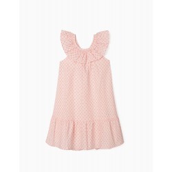PRINTED DRESS FOR GIRL, WHITE/PINK