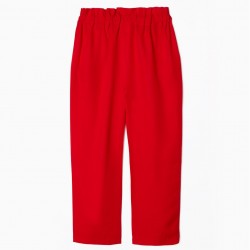   GIRL'S PAPERBAG PANTS, RED