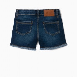 GIRL'S DENIM SHORTS WITH SEQUINS, BLUE