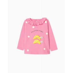 BABY GIRL LONG SLEEVE T-SHIRT 'WISHES', PINK