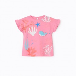 T-SHIRT FOR BABY GIRLS 'WHALE', PINK