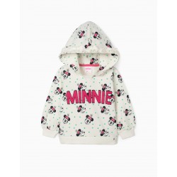 Hooded Sweatshirt for Girls, 'Minnie', White
