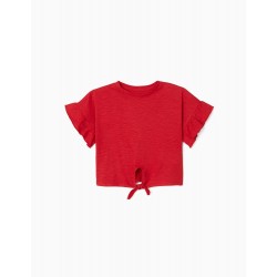 GIRL'S KNOTTED T-SHIRT, RED