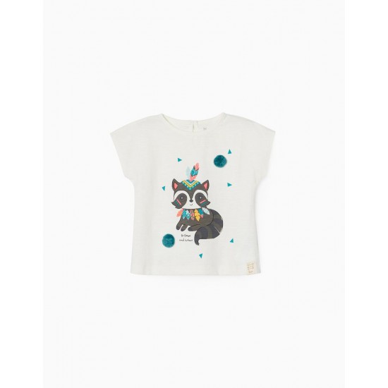 T-SHIRT FOR BABY GIRLS 'BE BRAVE', WHITE