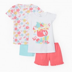2 PAJAMAS FOR GIRLS 'LAZY DAY', MULTICOLORED