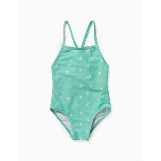 PRINTED SWIMSUIT FOR BABY GIRL, WATER GREEN
