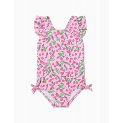 FLOWERY SWIMSUIT FOR BABY GIRL, PINK