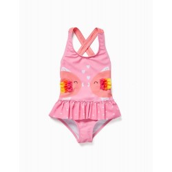 BABY GIRL SWIMSUIT 'FISH KISS', PINK/CORAL