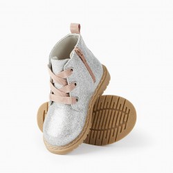BIKER BOOTS WITH RHINESTONES FOR BABY GIRL, SILVER