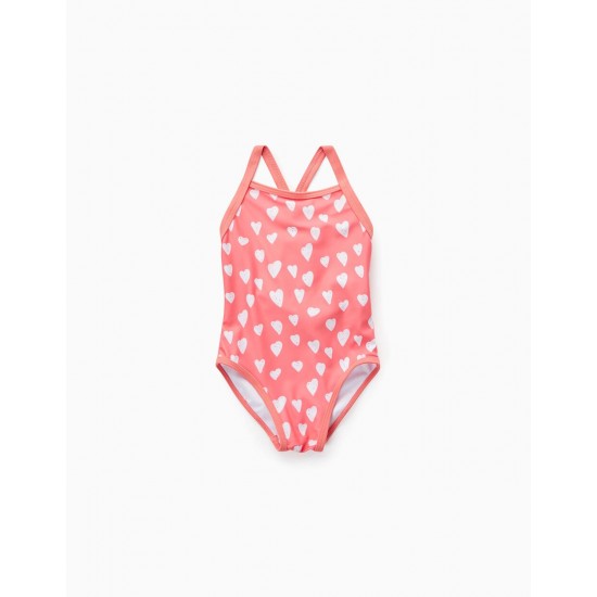 BABY GIRL'S 'HEARTS' SWIMSUIT, CORAL