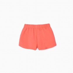 2 GIRL'S 'PALM TREE' SHORTS, CORAL/YELLOW