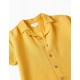 SHORT SLEEVE SHIRT WITH LINEN FOR BOYS, YELLOW