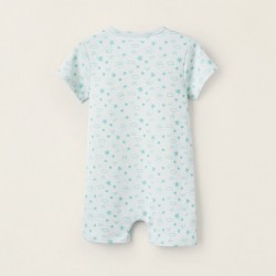 PRINTED COTTON PAJAMAS-ROMPERS FOR BABY BOY, AQUA GREEN