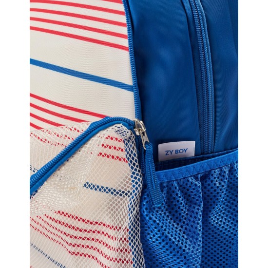 BACKPACK FOR BABY AND BOY, BLUE/WHITE/RED