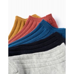 PACK OF 5 PAIRS OF SHORT RIBBED SOCKS FOR BOYS, MULTICOLOR