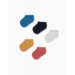 PACK OF 5 PAIRS OF SHORT RIBBED SOCKS FOR BABY BOYS, MULTICOLOR