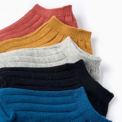 PACK OF 5 PAIRS OF SHORT RIBBED SOCKS FOR BABY BOYS, MULTICOLOR