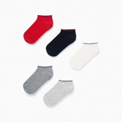PACK OF 5 PAIRS OF SHORT STRIPED SOCKS FOR BOYS, MULTICOLOR