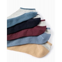 PACK OF 5 PAIRS OF TWO-TONE SHORT SOCKS FOR BOYS, MULTICOLOR
