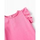 COTTON T-SHIRT WITH RUFFLES FOR BABY GIRL, PINK