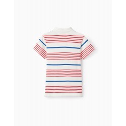 SHORT SLEEVE POLO FOR BABY BOY, WHITE/RED/BLUE