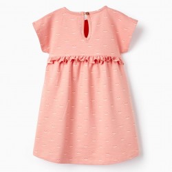 FLORAL COTTON DRESS FOR BABY GIRL, CORAL