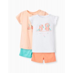 PACK 2 PAJAMAS FOR BABY GIRL 'TROPICAL - FRIENDS', MULTICOLOR
