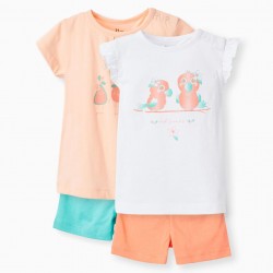 PACK 2 PAJAMAS FOR BABY GIRL 'TROPICAL - FRIENDS', MULTICOLOR