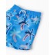BOYS' UPF 80 SWIMMING SHORTS WITH 'PALM TREES' MOTIF, BLUE