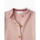 KNITTED JACKET WITH JACQUARD FOR GIRLS, LIGHT PINK
