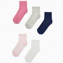PACK 5 PAIRS OF COTTON SOCKS FOR GIRLS, MULTICOLOR