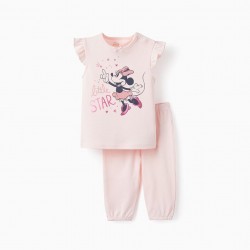 COTTON PAJAMAS WITH RUFFLES FOR BABY GIRL 'MINNIE', PINK