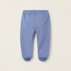 PACK 2 PANTS WITH COTTON FEET FOR BABY BOY 'TEDDY BEARS', GREY/DARK BLUE