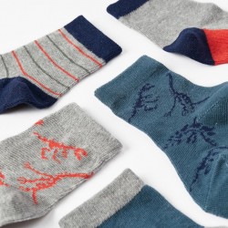 PACK 5 PAIRS OF SHORT SOCKS FOR BABY BOY 'DINOSAURS', MULTICOLOR