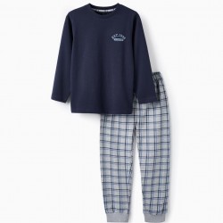 LONG-SLEEVED COTTON PAJAMAS FOR BOYS '1996', BLUE/GREY