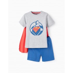 'SUPERMAN' BOY'S PAJAMAS WITH CAPE, GREY/BLUE/RED